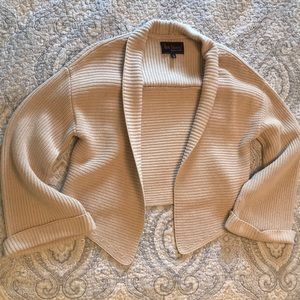 Cropped fringe sweater jacket